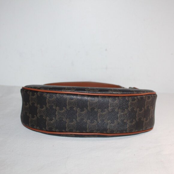 CELINE Triomphe Canvas Calfskin Ava Shoulder Bag Handbag - Picture 6 of 9